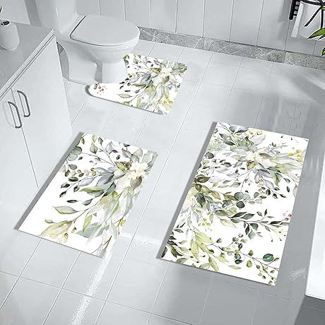 Eucalyptus Green Quick Dry Bathroom Rug Set