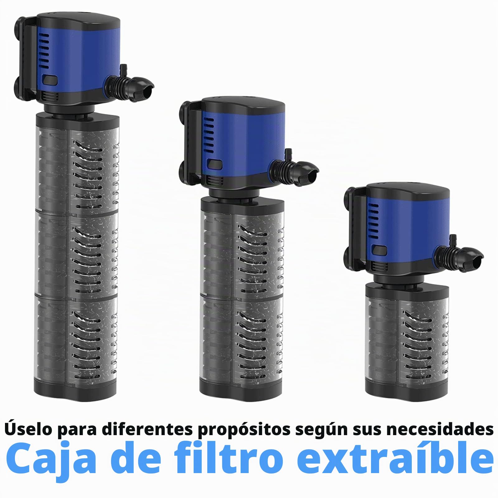 Tararium Bomba sumergible para acuario 4 en 1, filtro de 1500 l/h para 300-750 litros, filtro interior silencioso para acuarios grandes, estanques y tortugas con protección contra marcha en seco (agua