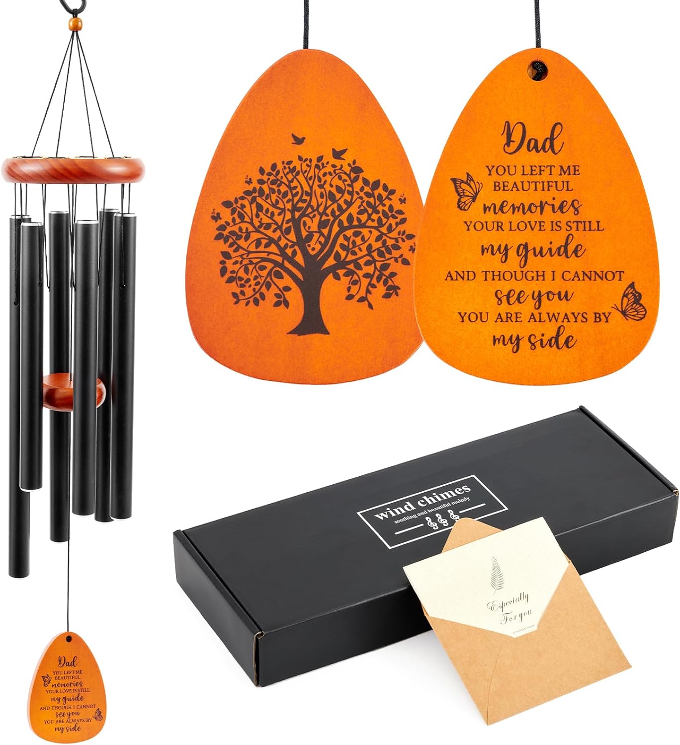 Memorial Wind Chimes Sympathy Gifts for Loss of Dad, 32'' Memorial Wind Chimes for Loss of Father, Bereavement/Sympathy/Condolence Gift, Windchimes in Memory of Dad
