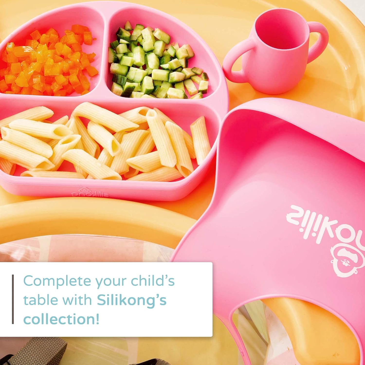Baby to Toddler Silicone Suction Plate – Divided, BPA-Free Baby Led Weaning Plate Fits Most High Chair Trays – Dishwasher-, Oven-, & Microwave-Safe Kids Dishes by Silikong, 8.2x7.3x1.4 in, Grey : Baby