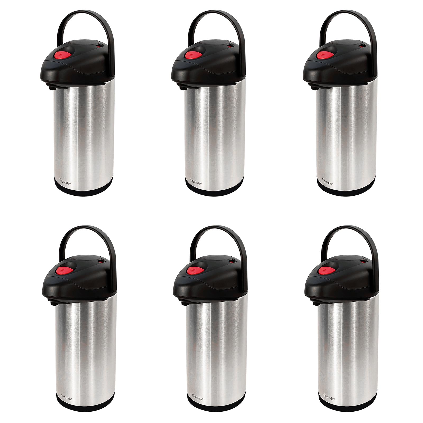5L 5000ml Air-pot Flask Hot Cold Stainless Steel Pump Action Vacuum Flasks Tea Coffee Drinks (Set of 6 Airpot)