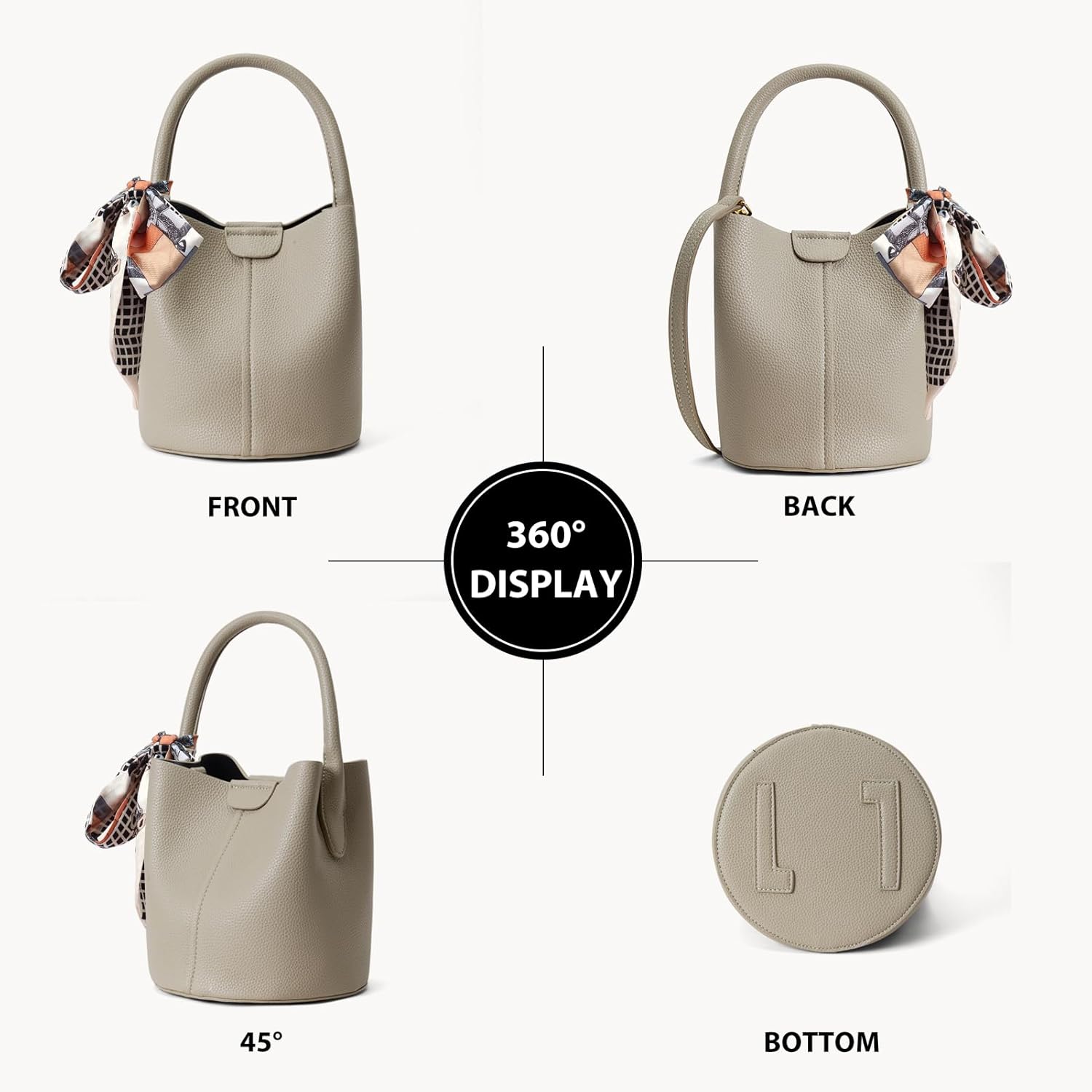 Bucket Bags for Women,Mini Crossbody Bag with Removable Shoulder Straps,Vegan Leather Handbags,Cartera de Mujer