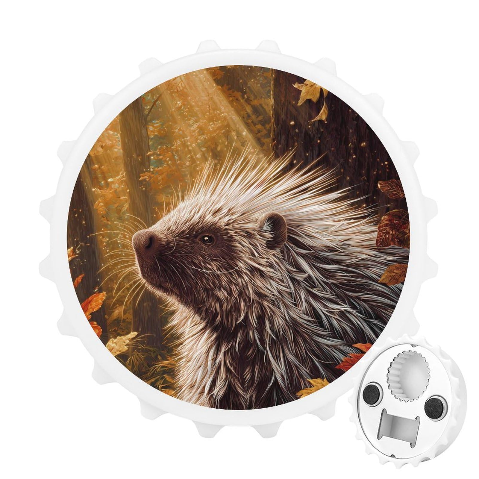 Porcupine s Autumn Leaves Magnetic Bottle Opener Refrigerator Magnet Fridge Magnets Kitchen Supplies