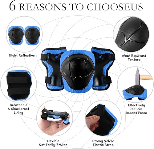 Miniatura 2 de Color Gradient Adjustable Bike Helmet with Knee Pad Elbow Pads Guards,Kids Toddler Boys Girls Child Skateboard Helmet and Pads for Kids
