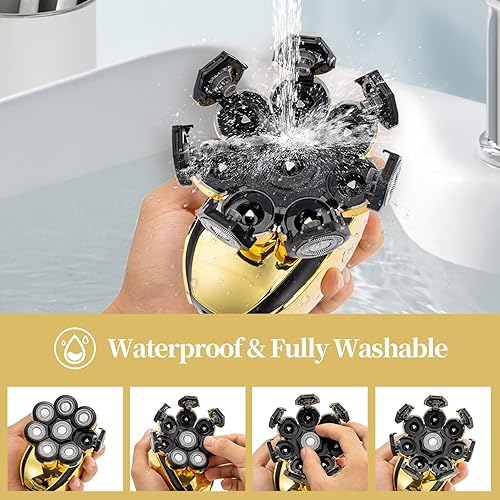 Miniatura 7 de Afeitadora de cabeza para hombres calvos, maquinilla de afeitar eléctrica 8D, multifuncional, afeitadora eléctrica inalámbrica, afeitadora de cabeza