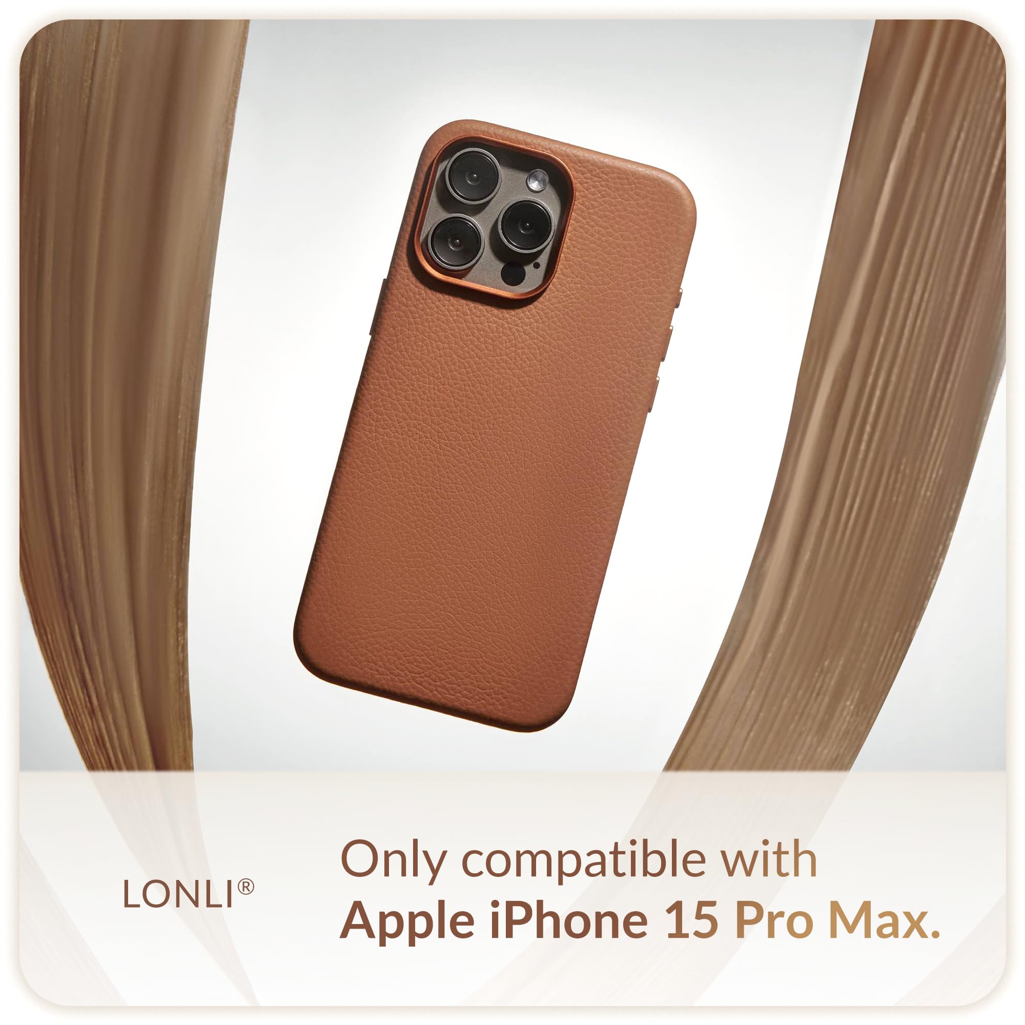 SURPHY Custodia Pelle Per IPhone 15 Pro Max Con MagSafe - 2 Vetri Temperati Inclusi | Protezione Elegante E Magnetica