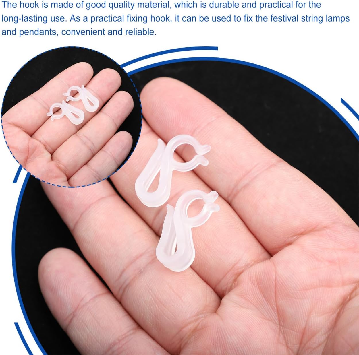 BESPORTBLE 100Pcs Christmas Light Hooks Transparent Small Hanging Hooks for String Lights Outdoor Indoor Festival Lamp Clip Fixator Easy Install