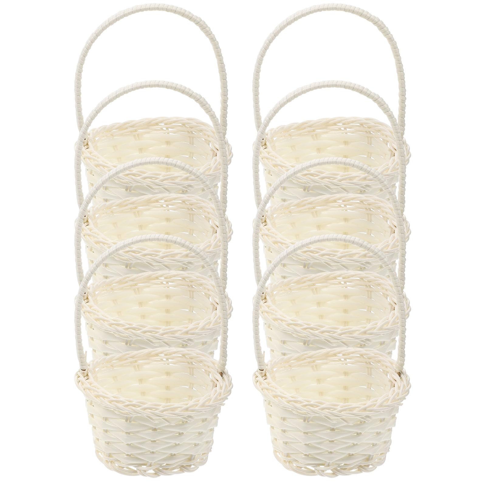 Cabilock 8 Stücke Körbchen Blumenkinder Mini Weidenkorb Blumenkörbe Small gewebter Korb Rattan Körbchen Mit Henkel Blumenkorb für Mini House Tischdeko Landhaus Deko - 14X9.5X9.5CM