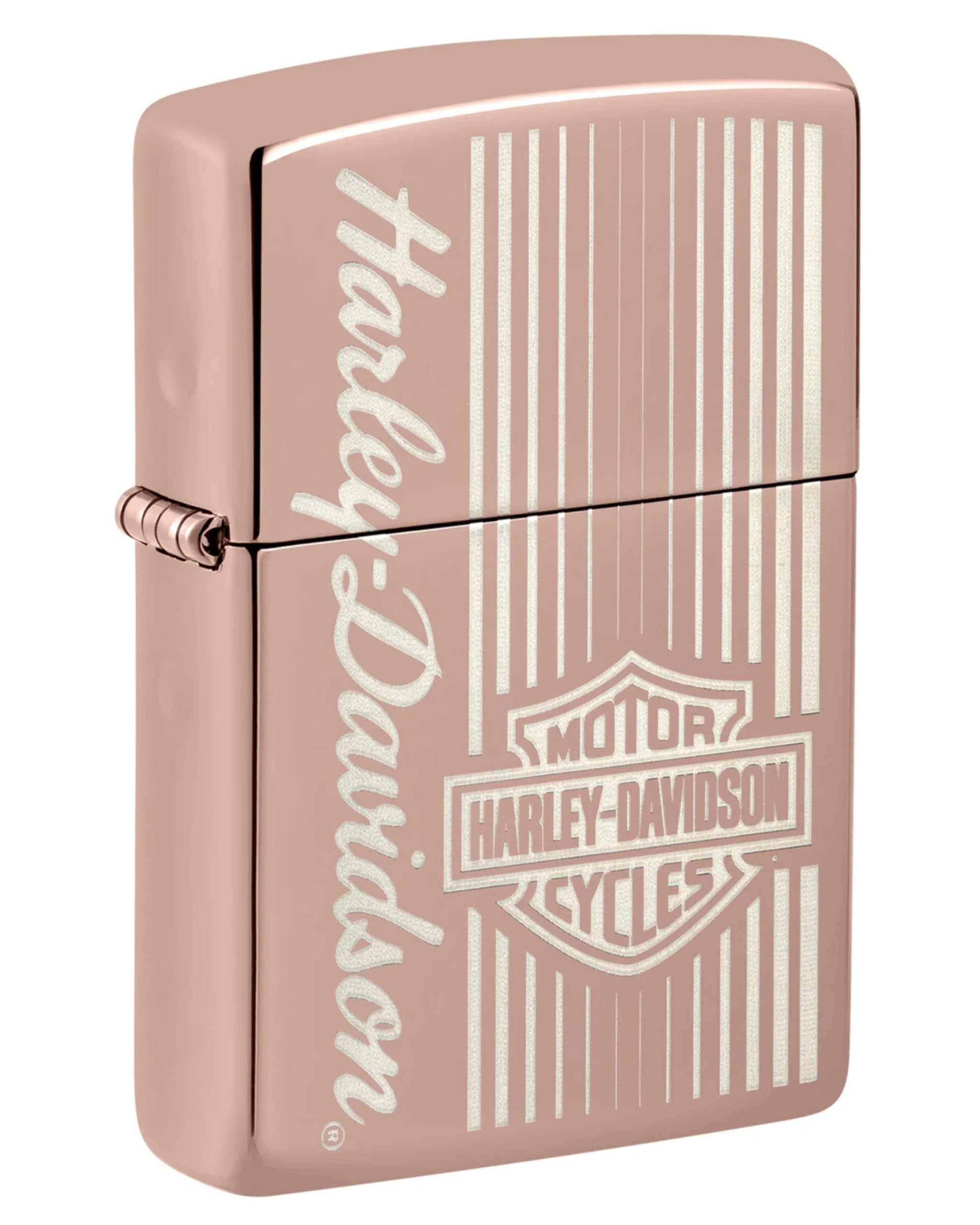 Zippo Windproof Lighter, Harley-Davidson Design, High Polished Rose Gold, Laser Engraving, Refillable, Reusable