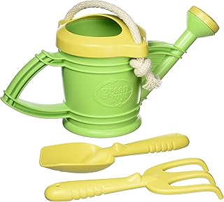 Green Toys Watering Can, Green 4C - Pretend Play, Motor Skills, Kids Outdoor Role Play Toy. No BPA, phthalates, PVC. Dishwasher Safe, Recycled Plastic, Made in USA, Yellow
