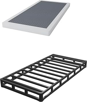 Vaciwe Box Springs Twin 4 Inch Mattress Foundation with Fabric Cover | Heavy Duty Metal, Easy Clean Cover, 3000lbs Weight Capacity, Non-Slip, No Noise, Easy Assembly