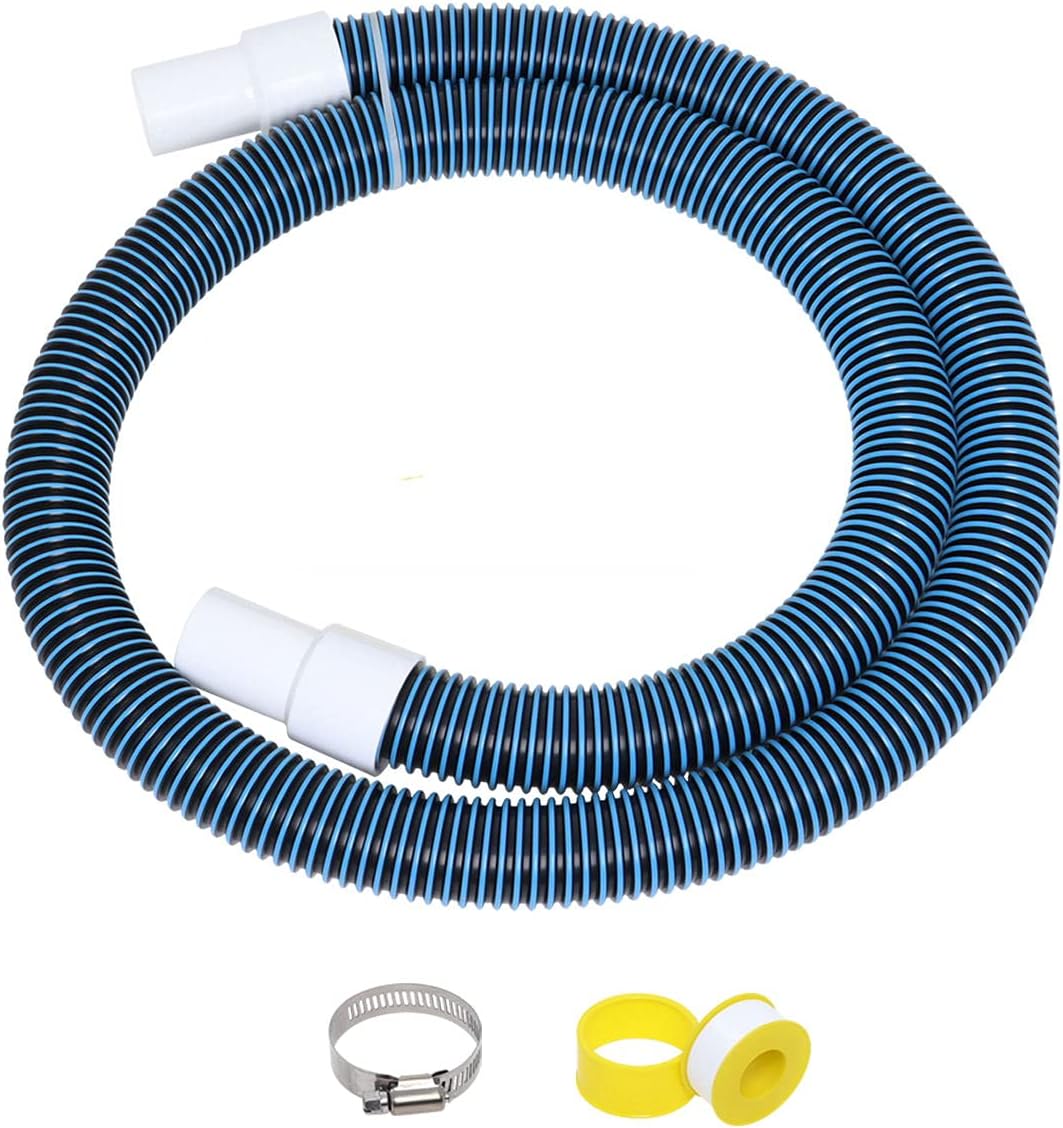 1 1/2" Swimming Pool Filter Hose Replacement Kit for Above Ground and Inground Swimming Pool Vacuums with Hose Clamp, 6FT (2 Packs)