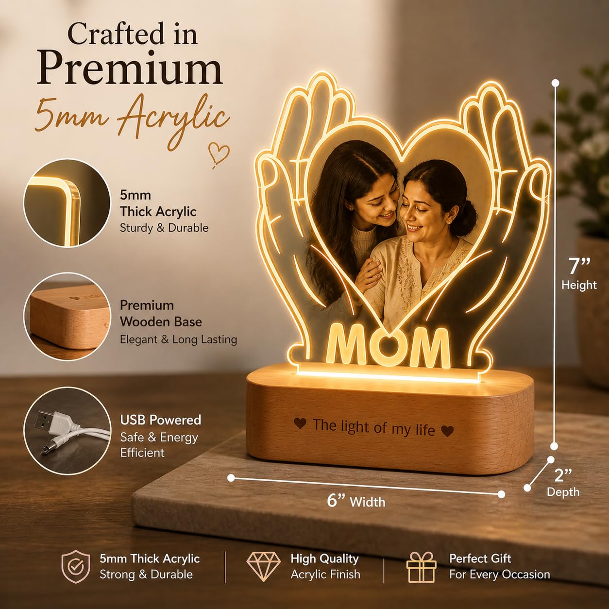 Personalized Mother's Day Lamp - Custom Photo Gift -5 Personalized Mother's Day Lamp - Custom Photo Gift -5
