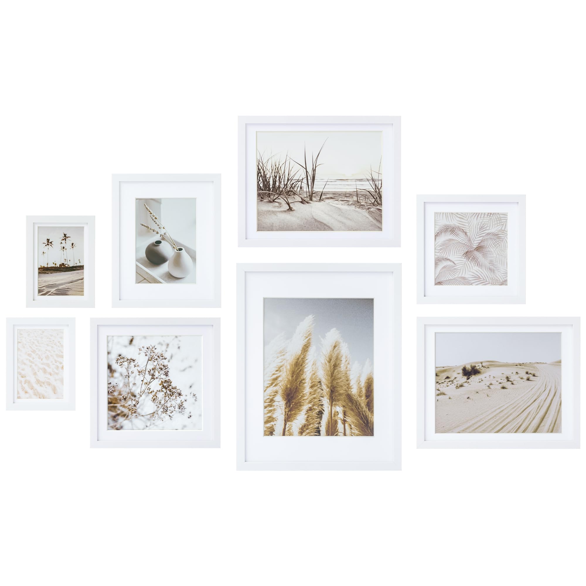 Cadres muraux blancs neutres ArtbyHannah lot de 8 avec impressions d'art pour collage