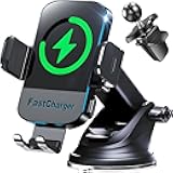 CHGeek Wireless Car Charger, 2026 Upgrade 15W Fast Charging Auto Clamping Car Phone Holder Charger, Phone Holders for car Mount, fit for iPhone 17 16 15 14 13 Mini Pro Max XR,Samsung Galaxy S25 Ultra