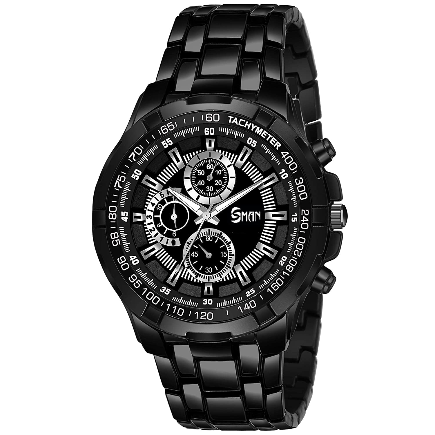 SMAN Mens Black Stainless Steel Case Chain Analog Display Quartz Watch (Black) (B0C1YNW74W) Amazon Price History, Amazon Price Tracker