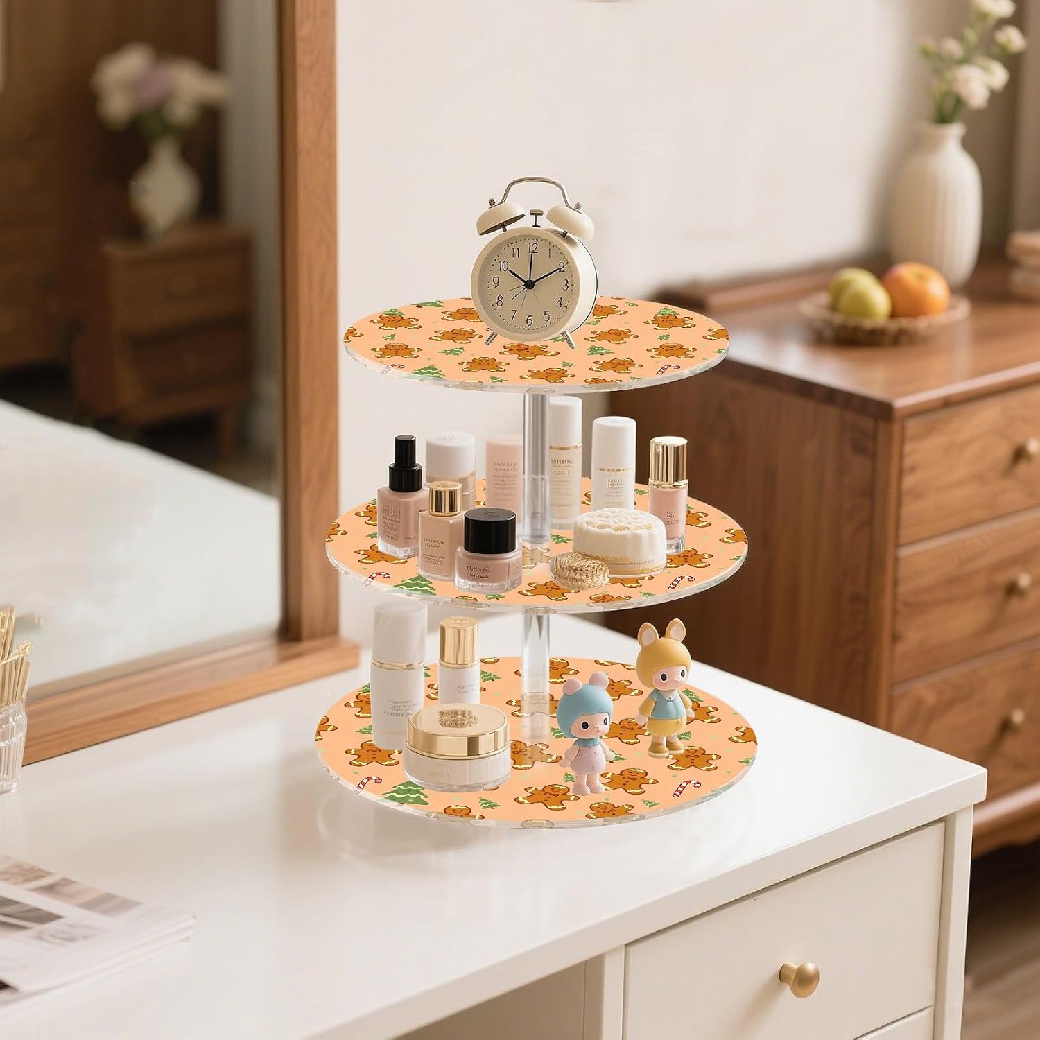 Gingerbread Christmas Tree Candy Cane Christmas 3 Tier Acrylic Cupcake Stand, Cupcake Stand for 34 Cupcakes for Weddings,Christmas,Holidays,Parties,Birthday,Printed Cupcake Tower 23302047