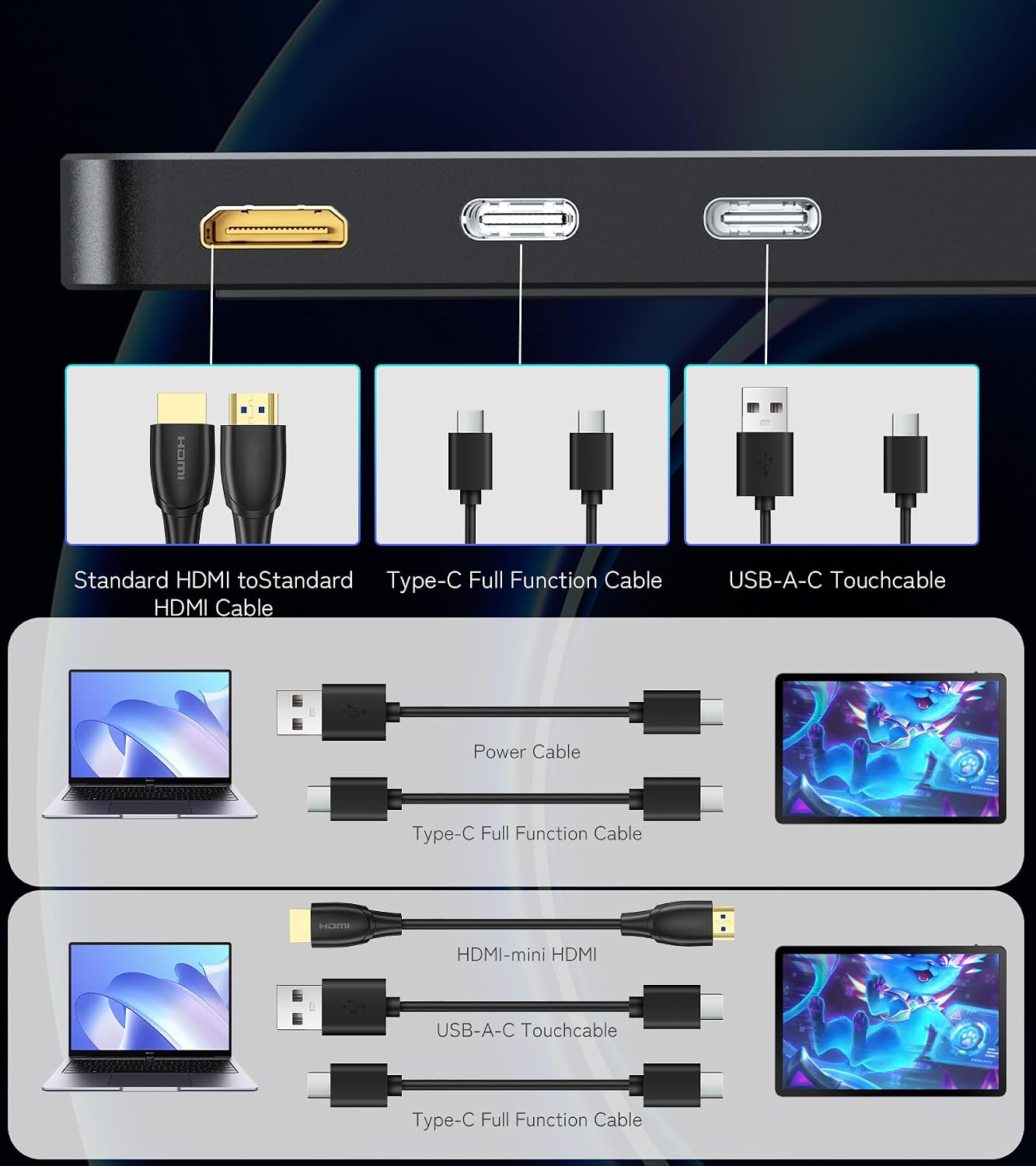 11" 2.5K Touchscreen Portable Monitor, 2560x1600 IPS Display 16:10,USB-C & Mini HDMI, VESA Stand Compatible with Laptops, Desktops, Phones, PS, Mac, Xbox, Switch, and Other Gaming