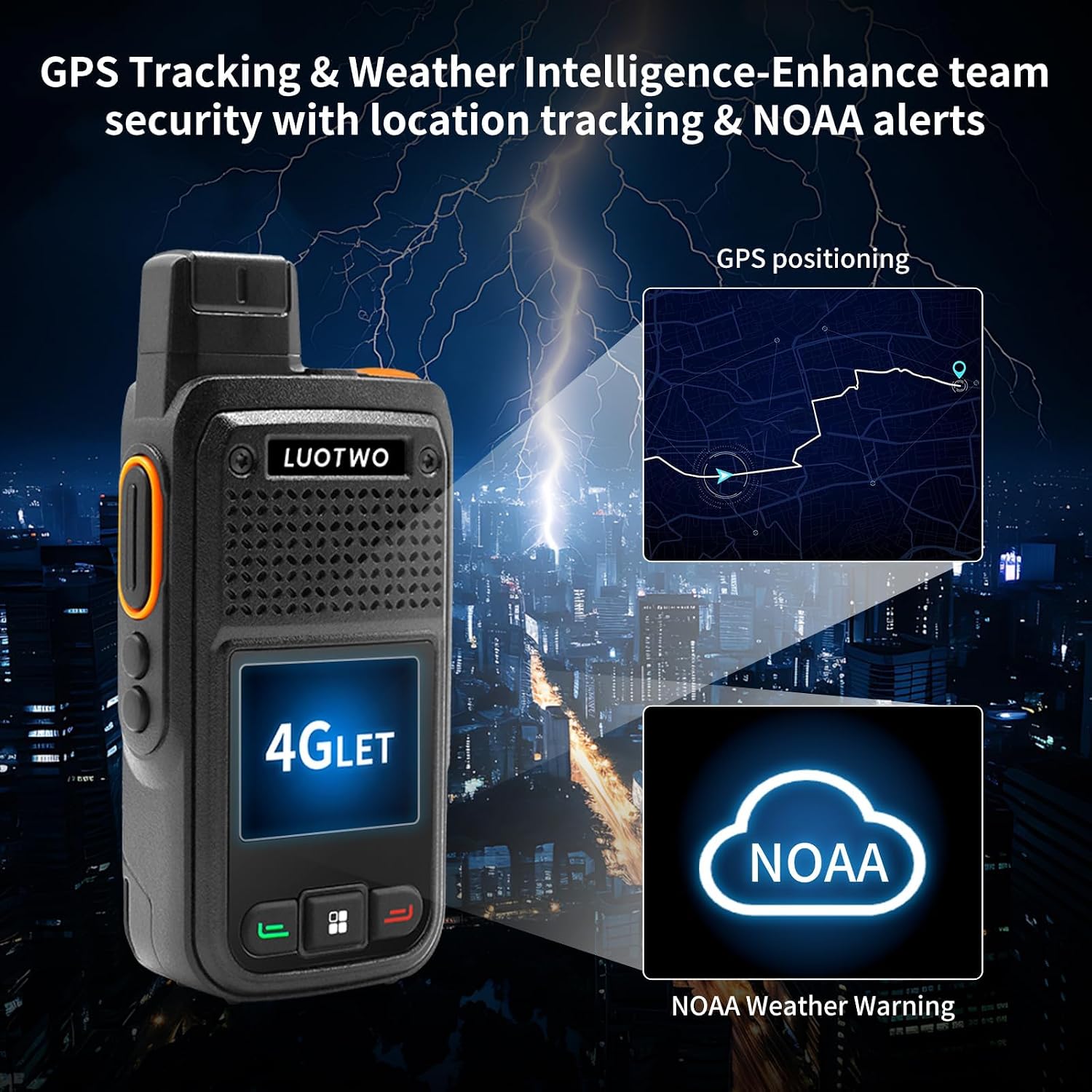 W500 4G LTE Push-to-Talk Radio 2-Pack — 72-Hour Battery, Nationwide Coverage, SIM Card Included, Zero Monthly Fee, Free PTT App for Construction, Security & Logistics Teams