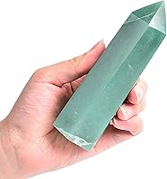 Vista 1 de AMOYSTONE 1 varita de aventurina verde, columna hexagonal de cristal curativo natural, 6 torres de cristal facetadas, reiki yoga, 0.6-1.1 libras