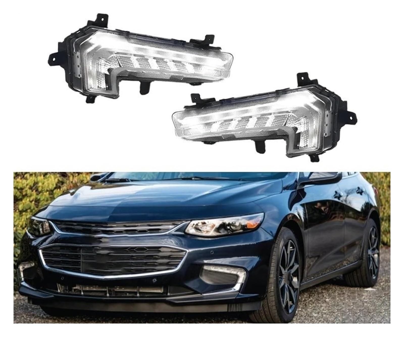 Ciloc Para Malibu XL 2016-2018 Parachoques Delantero DRL Luz Circulación Diurna Antiniebla Delantera Lámpara Montaje Señal Giro Indicador Espejo Lateral Luz Intermitente Retrovisor(Left and Right)