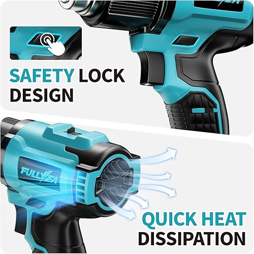 Miniatura 6 de Pistola de calor inalámbrica, kit de pistola de aire caliente portátil con 5 boquillas, máximo 1,022.0 F1022 , pistola de calor de soldadura con