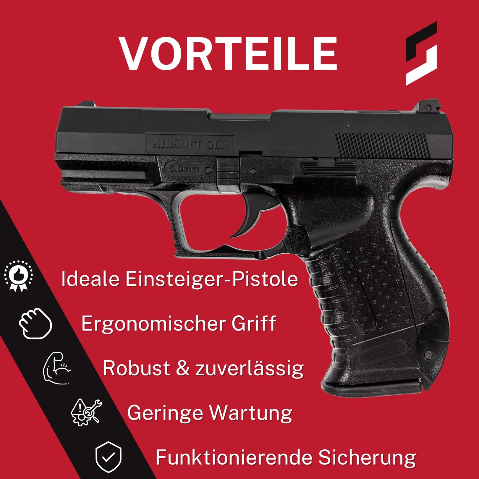 Airsoft Pistole HFC R99 6mm Federdruckpistole Softair Waffe 0,5 Joule – Set inkl. Magazin & 600 Bio BBS 0,20g Munition, Einsteiger, Freizeit & Outdoor <0,5 Joule