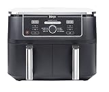 Ninja Foodi MAX Dual Zone Digital Air Fryer, 2 Drawers, 9.5L, 6-in-1, Uses No Oil, Max Crisp, Roast, Bake, Reheat, Dehydrate, Cook 8 Portions, Non-Stick Dishwasher Safe Baskets, Black AF400UK Black MAX Dual