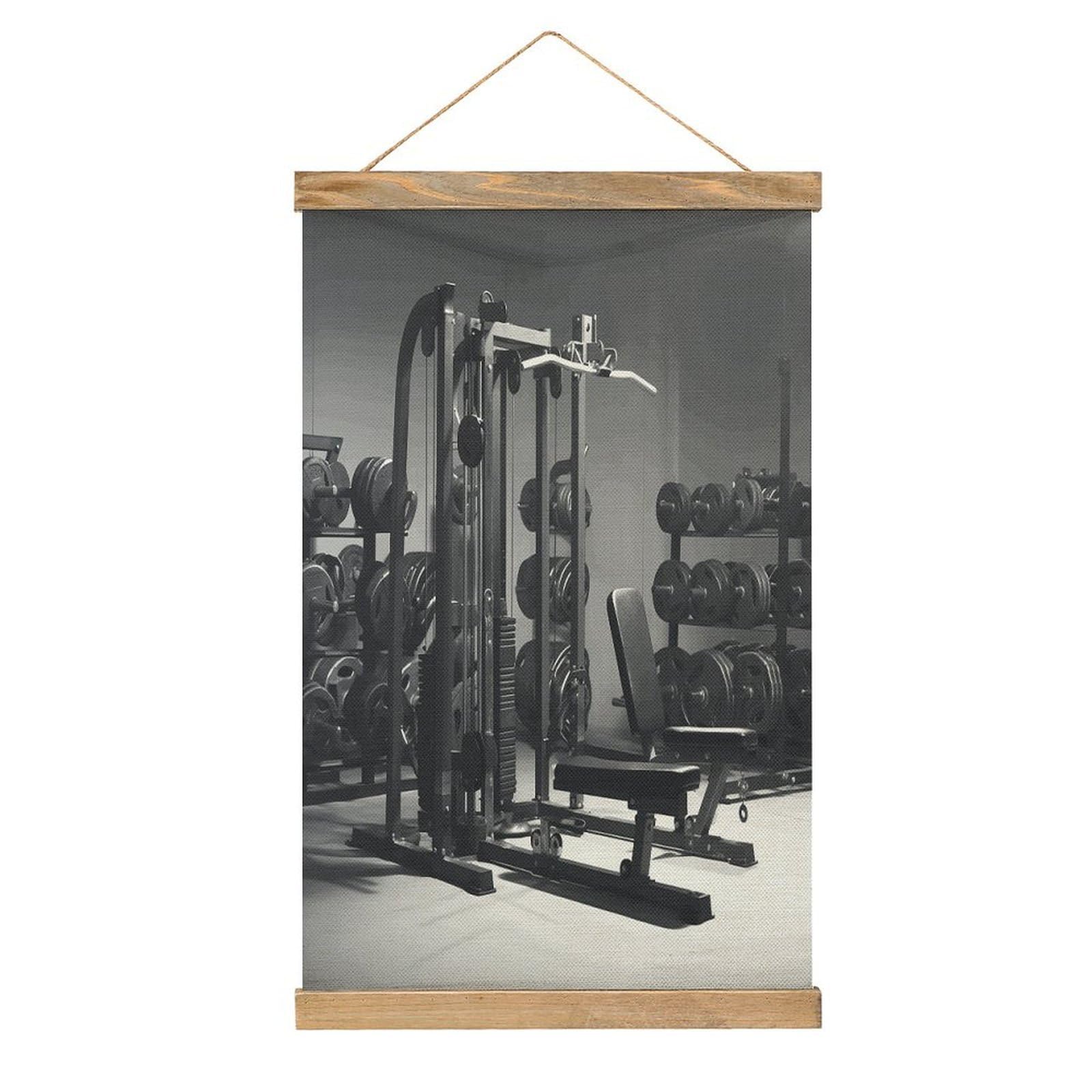 FekiLoot Gym Equipment Linen Hanging Painting Vintage Poster Hanger Frame Wall Decor Art Painting Printed on Linen Without Fading Living Room Office Bedroom Playroom Apartment Decor