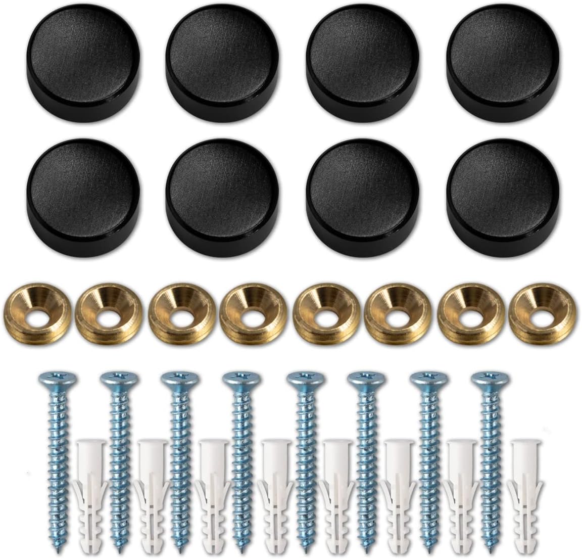 Decorative Screw Caps,Solid Aluminum Alloy Cap Mirror Screws Decorative Screw with Caps, 0.6", Polished Black