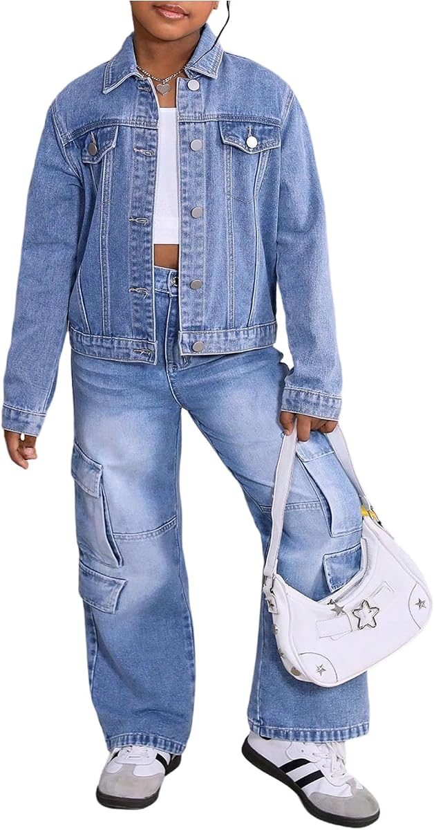 Chaqueta vaquera para niña con botones y manga larga, abrigo vaquero para otoño, ropa de calle
