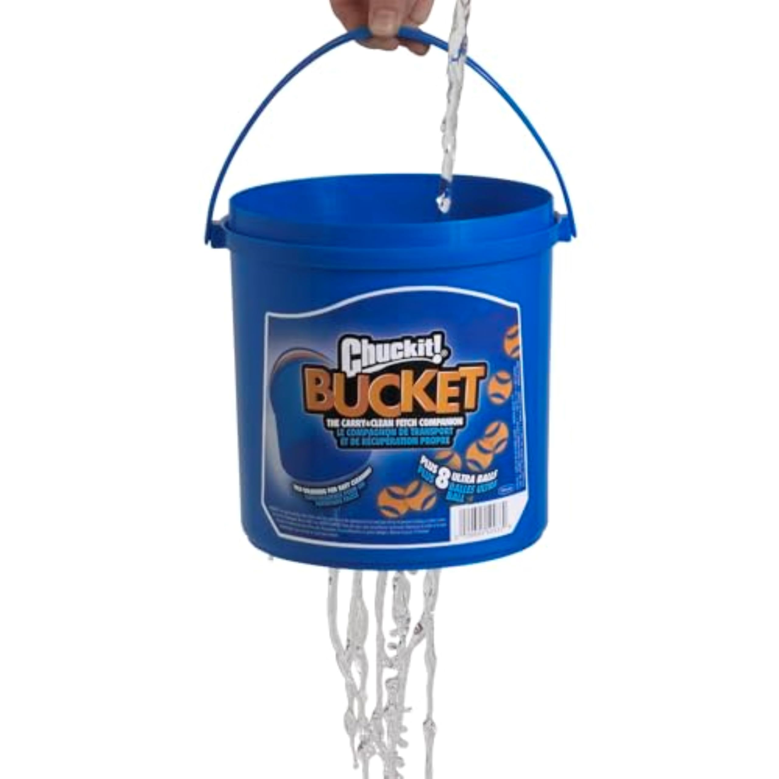 Chuckit! Ultra Ball Hundespielzeug, Eimer, langlebiger Gummi-Hundeball und Eimer, hohe Sprungkraft, schwimmend, Chuck It Launcher, kompatible Spielzeugbälle für Hunde mit Tragetasche, 8 Stück,