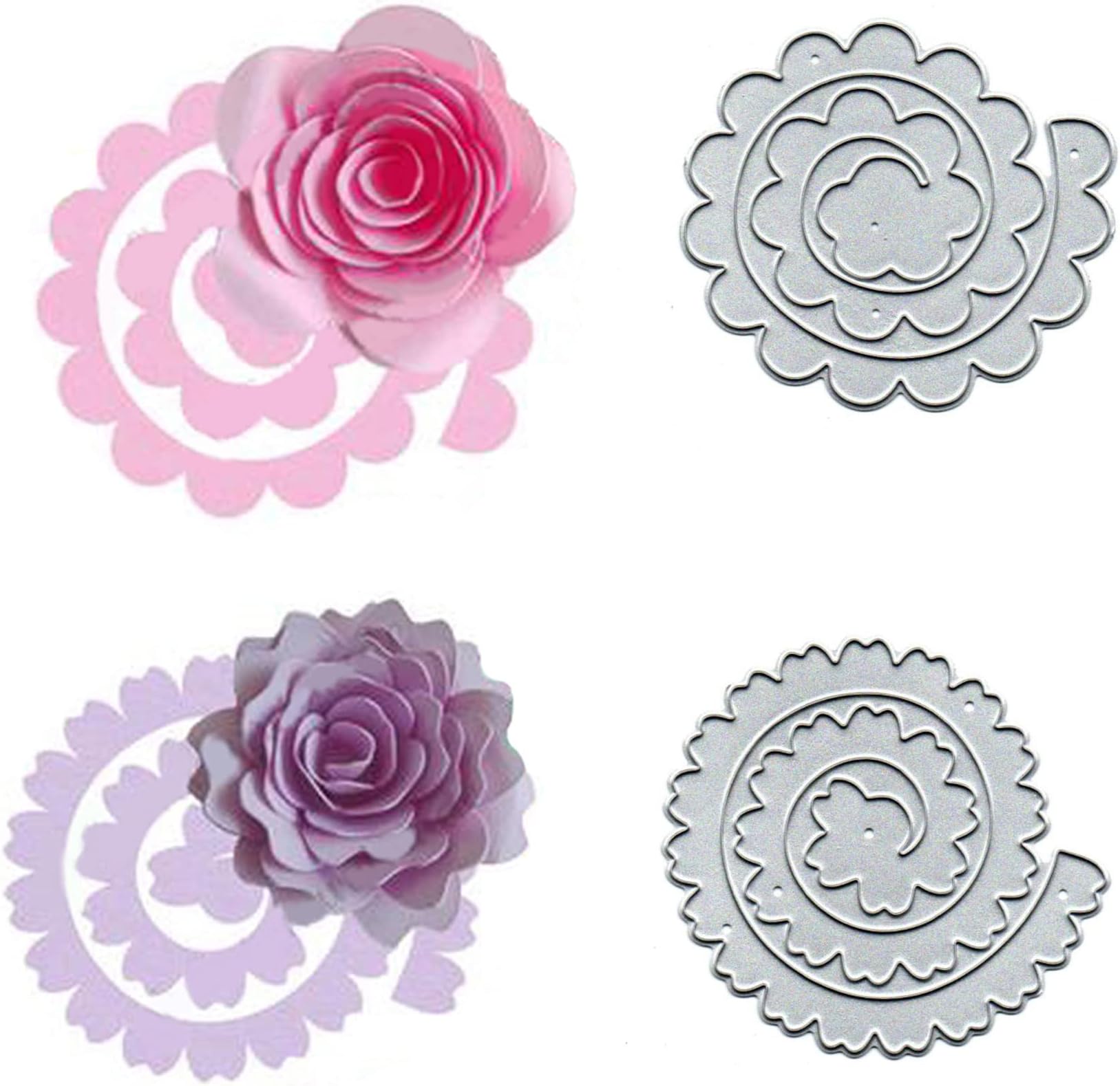 URROMA 9 PCS 3D Flower Metal Cutting Dies, Cutting Dies Stencil Metal Set Nesting