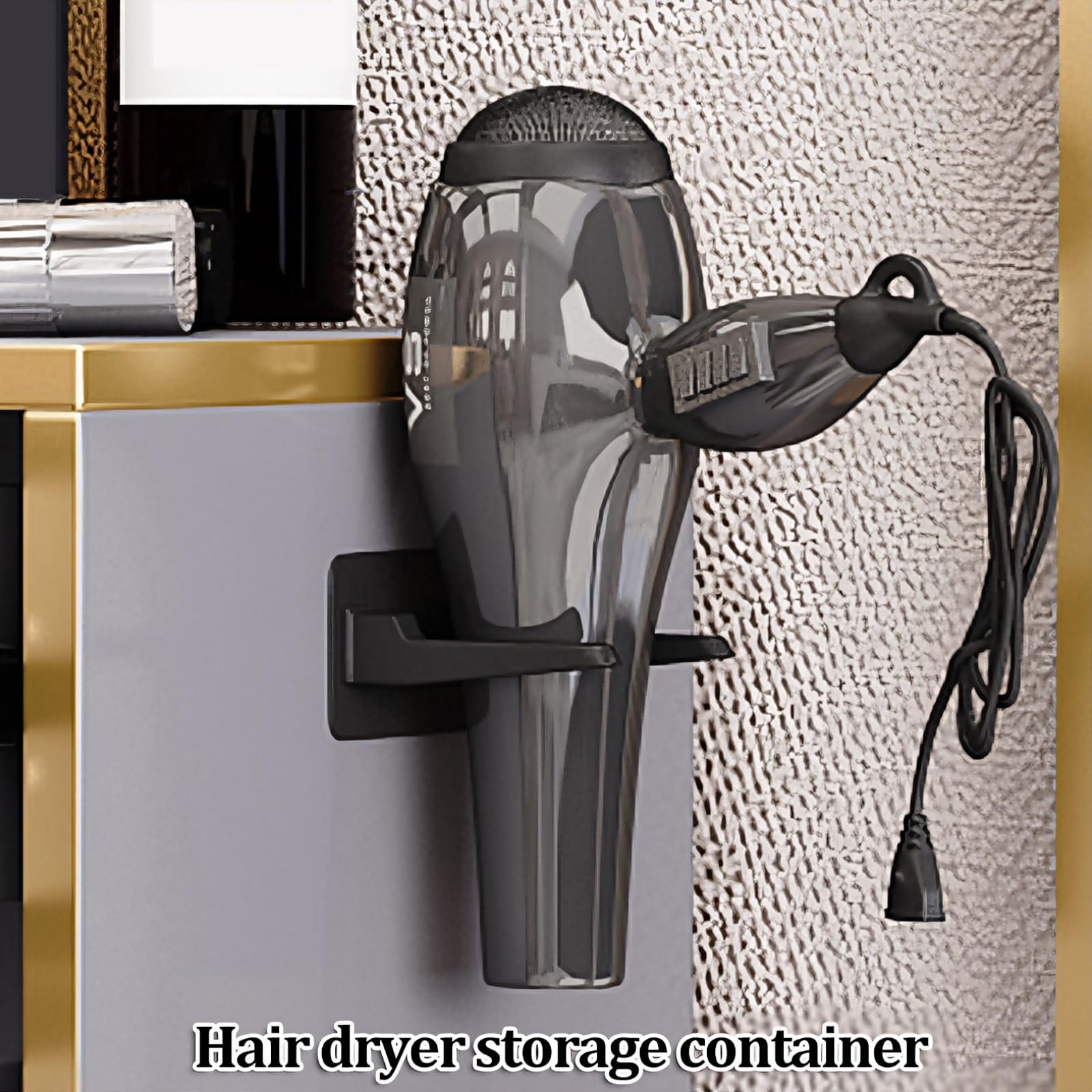 Poste de Travail pour Coiffeur, Meuble de Rangement avec 2 tiroirs et 1 Support pour sèche-Cheveux, Bureau de Coiffure Moderne pour Salon, barbier, Spa (35 * 30 * 80 cm)(Gray)
