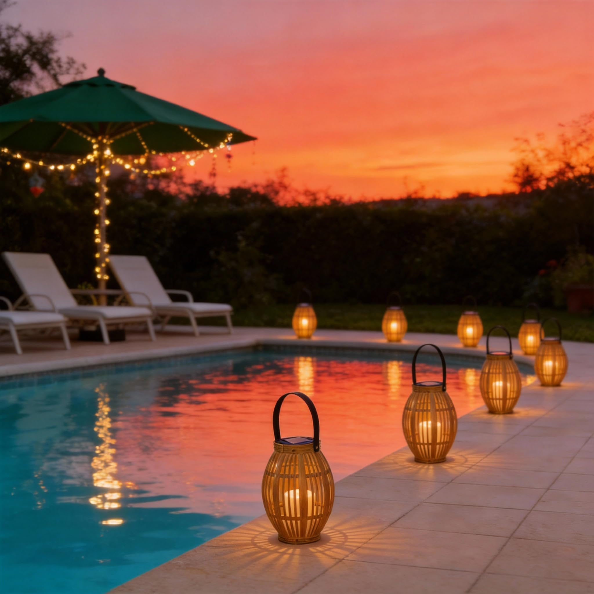 Lanterne Solaire Extérieur Lot de 2, Aspect Bambou Plastique Suspendue | Duo Lampes Jardin Effet Bambou. Jeux d'Ombres Magiques, À Suspendre/Poser. Auto Crépuscule, Étanche Terrasse Balcon