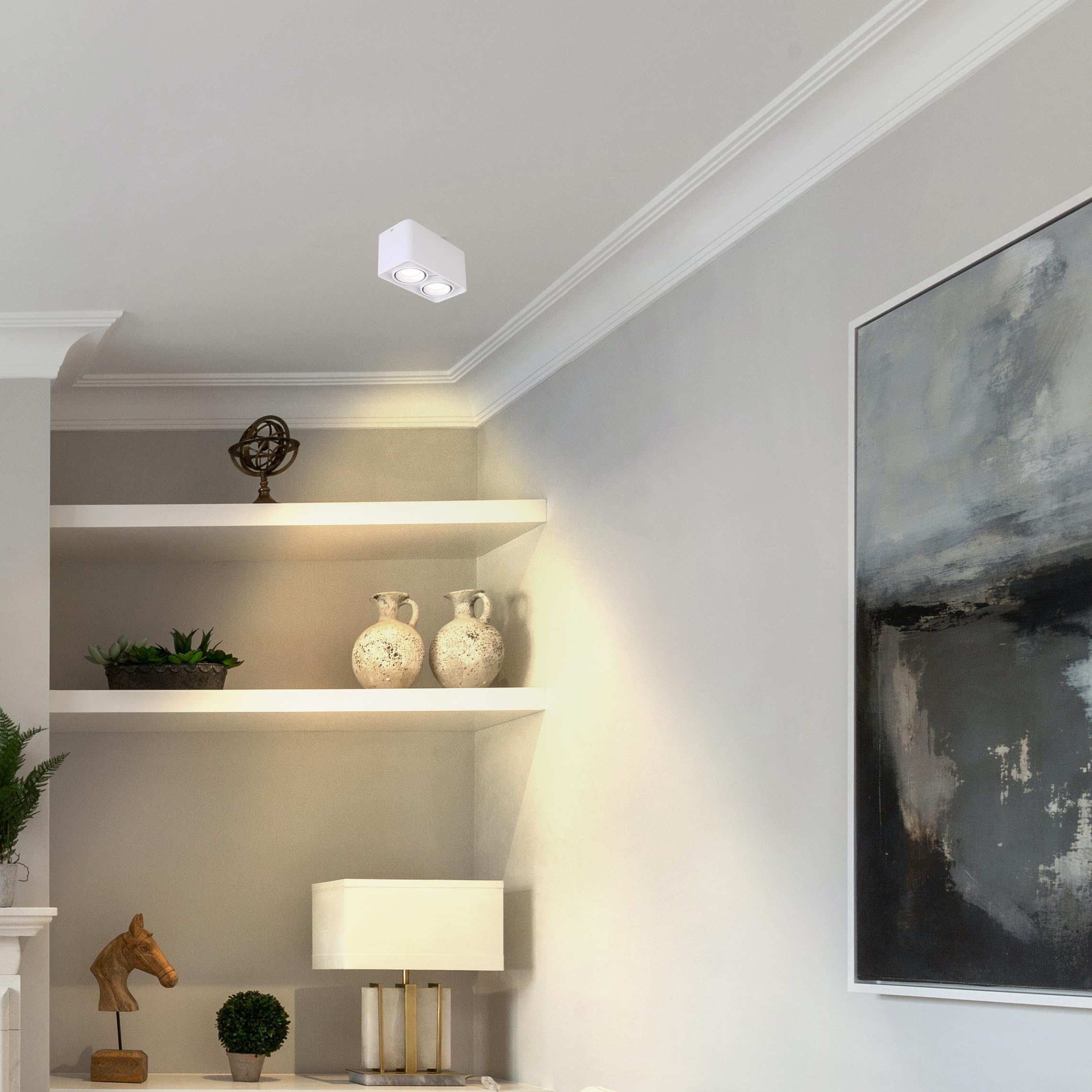 LED Deckenspot Aufbauspot Dimmbar, Aufputz Spots Deckenstrahler aus Aluminium Downlight, Weiß Aufbaustrahler Schwenkbar 230V 7W mit Fernsteuerung für Küche Wohnzimmer Schlafzimmer XDD894