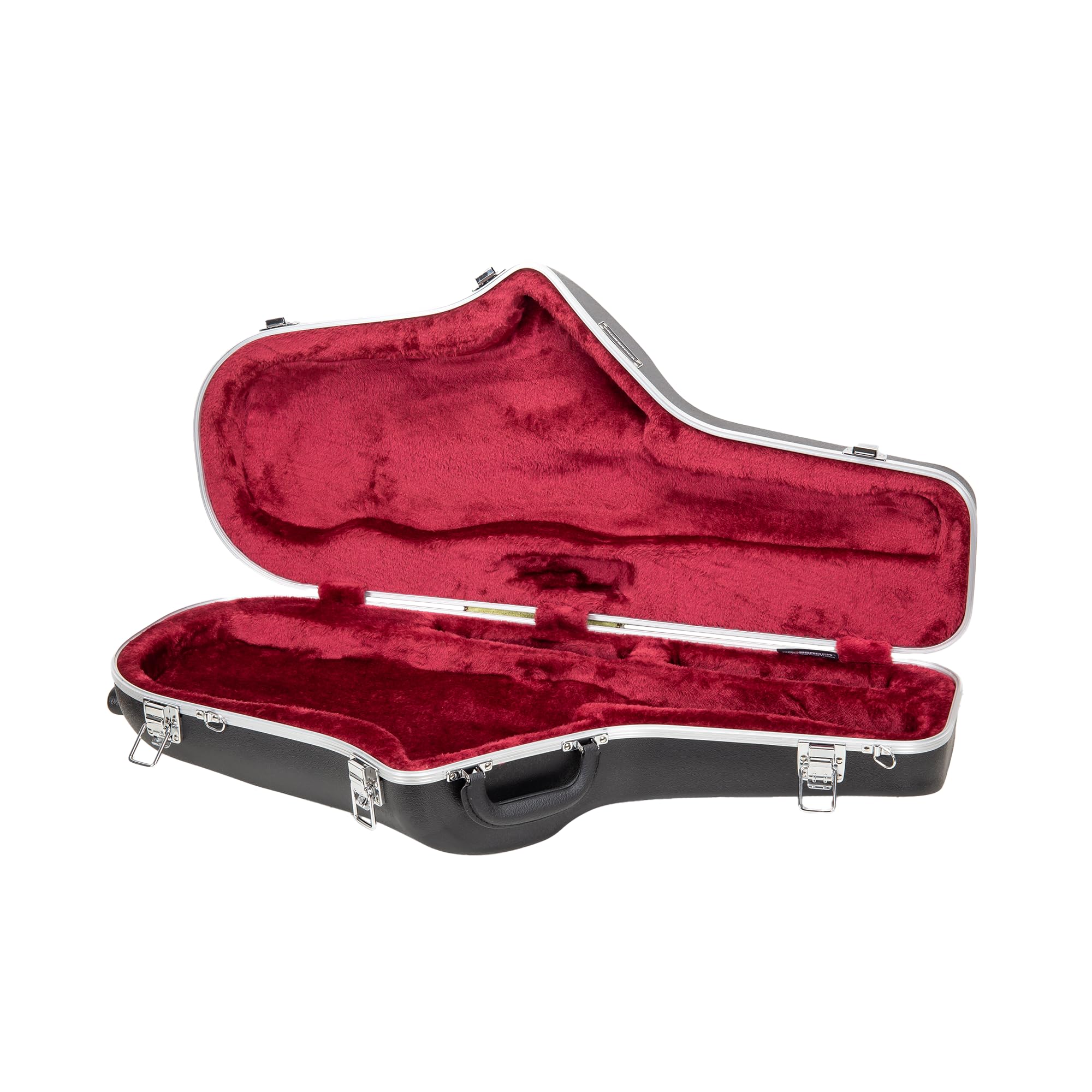 Crossrock Custodia per sassofono tenore in ABS, interno in velluto rosso, tasca per accessori, chiusura di sicurezza e cinturino staccabile (CRA865TSBK)