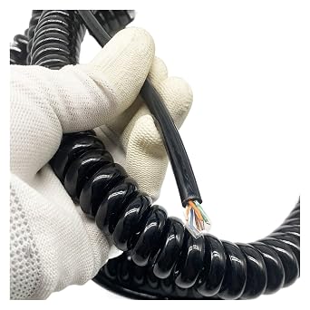 Spring Sprial 8 Core Spring Network Cable Sensor Telescopic Wire Twisted Pair Spiral Wire Aluminum Foil Shield Extension Cord Retractable Coil Size Strecth 11 Meter, Color 8 core Wire