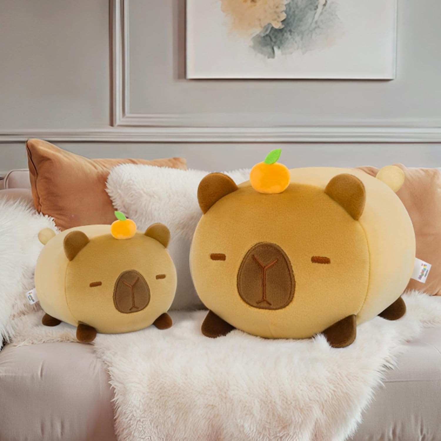 Mewaii Cute Capybara Plush Pillow, Kawaii Plushies Capybara Stuffed Animal Toy, Kawaii Animal Plushie, Soft Squishy Birthday Gifts for Kids & Girls (8 Inch)
