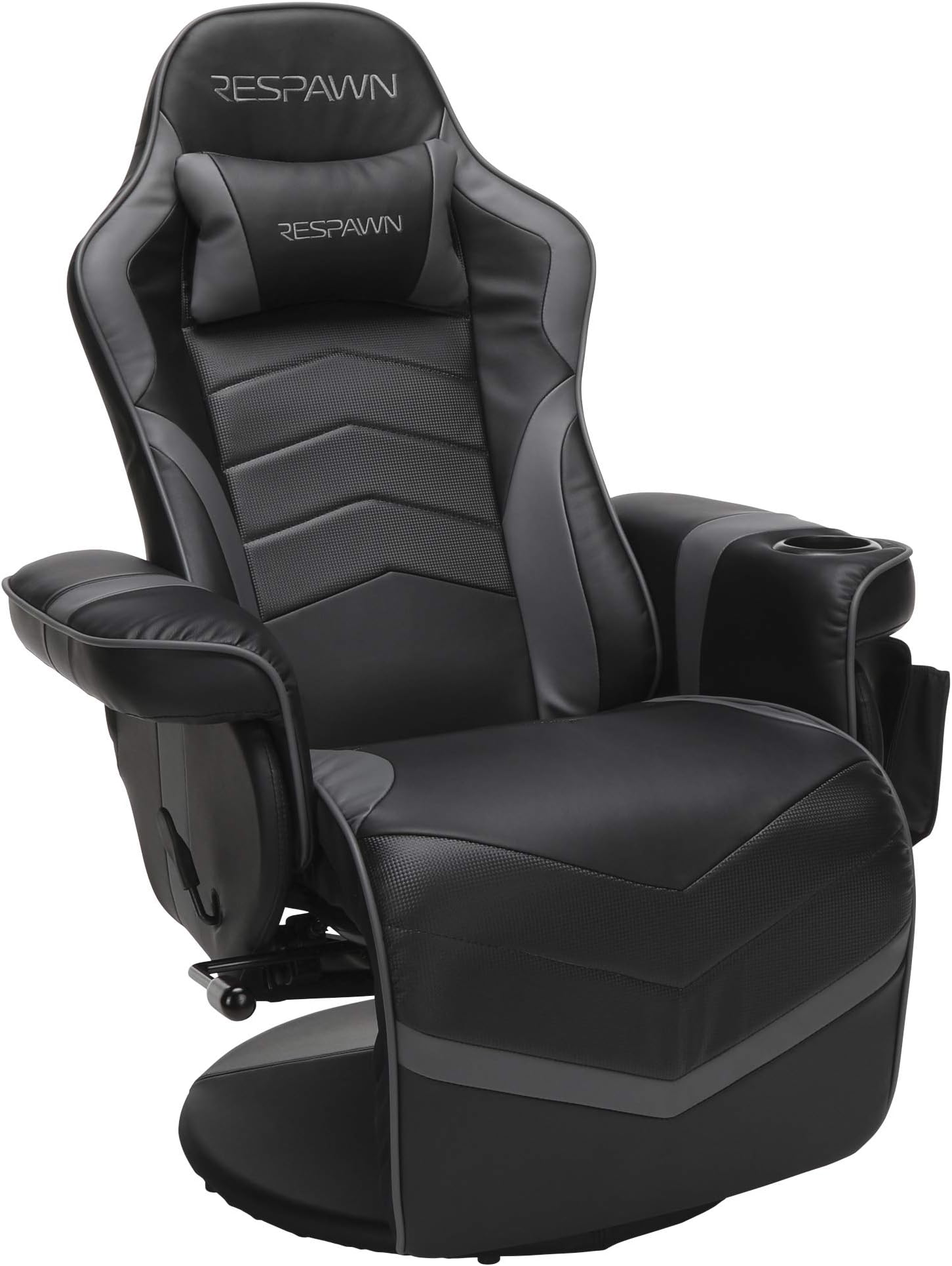 Respawn 900 Console Gaming Recliner with Footrest and Lumbar Support - Comfortable Ergonomic Gaming Chair with Headrest, No Wheels, Reclining, Heavy Duty, Racing Style Video Game Chairs - Gray