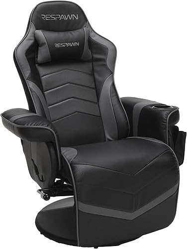 Respawn 900 Silla reclinable para consola de juegos con reposapiés y soporte lumbar - Silla de juego ergonómica y cómoda con reposacabezas, sin