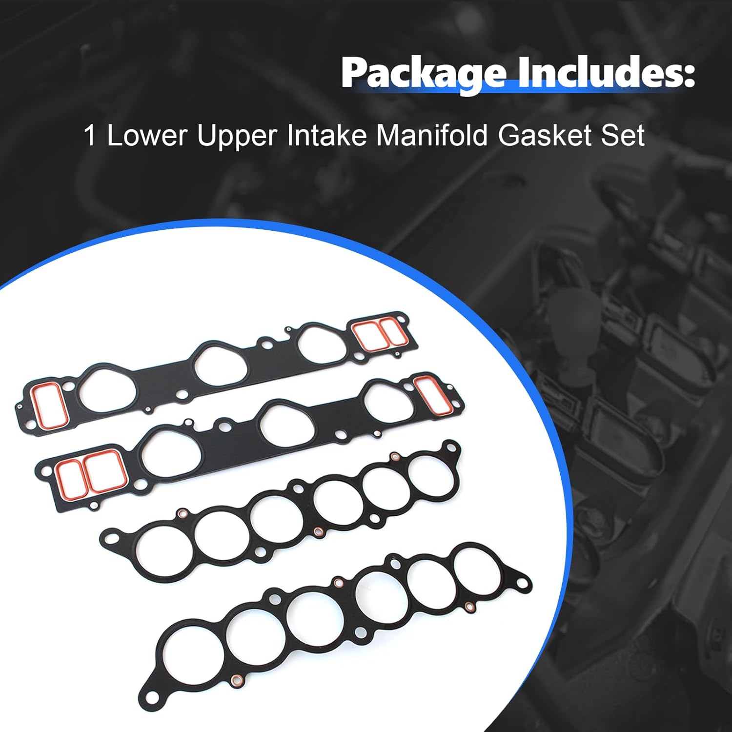 AUCERAMIC MS95898 Intake Manifold Gasket Set Fit 1996-2002 for Toyota 4Runner 1995-1998 for T100 1995-2004 for Tacoma 2000-2004 for Tundra 3.4L V6