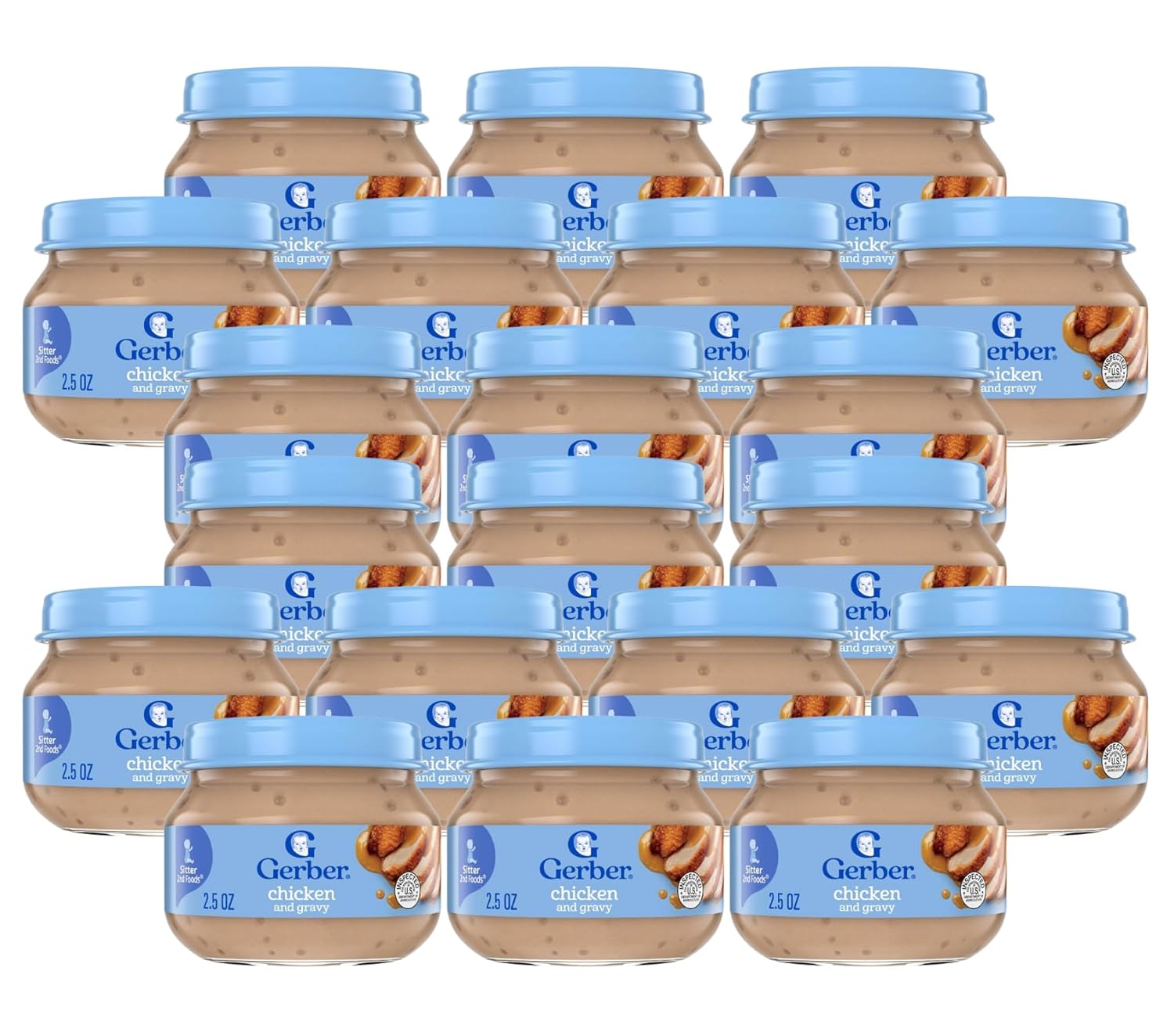 Gerber Baby 2nd Foods Chicken & Gravy, Non-GMO Pureed Baby Food (2.5 oz Jar) – Pack of 20