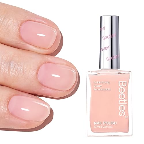 Beetles Esmalte de uñas – Esmalte de uñas nude gelatina rosa corrector de uñas de secado rápido fortalecedor de uñas natural y tratamiento de