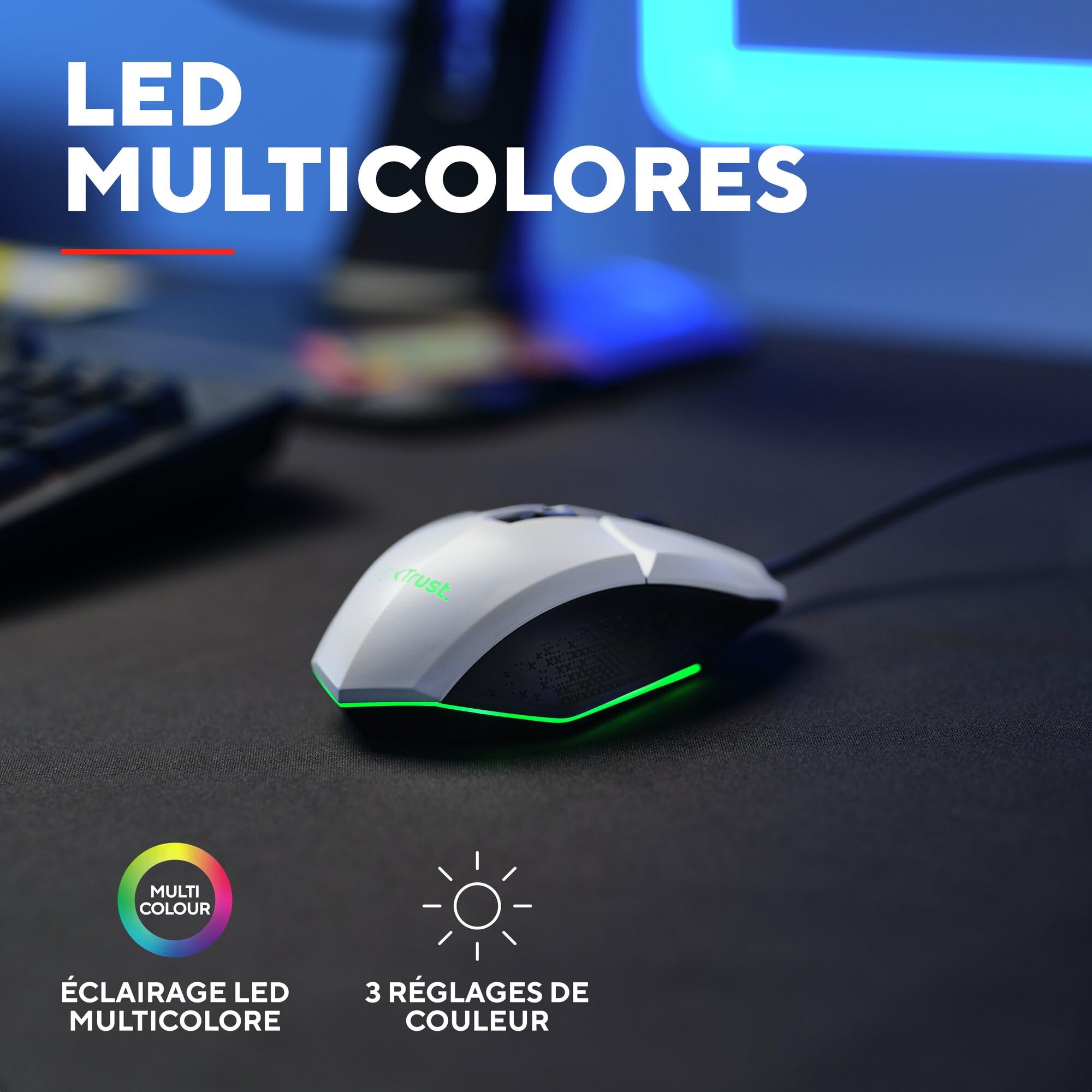 GXTrust 1109W Vylax Gaming Mouse with 6 Programmable Buttons, Multi-Color LED Lighting, 200-6400 DPI, USB Cable 150 cm, Wired - 4