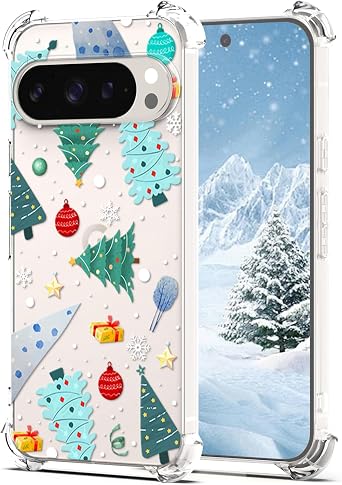 Christmas Tree Phone Case for Google Pixel 9 Pro XL Clear Woman,Merry Christmas Snowflake Pattern Design TPU Soft Protection Phone Cover for Google Pixel 9 Pro XL Girls