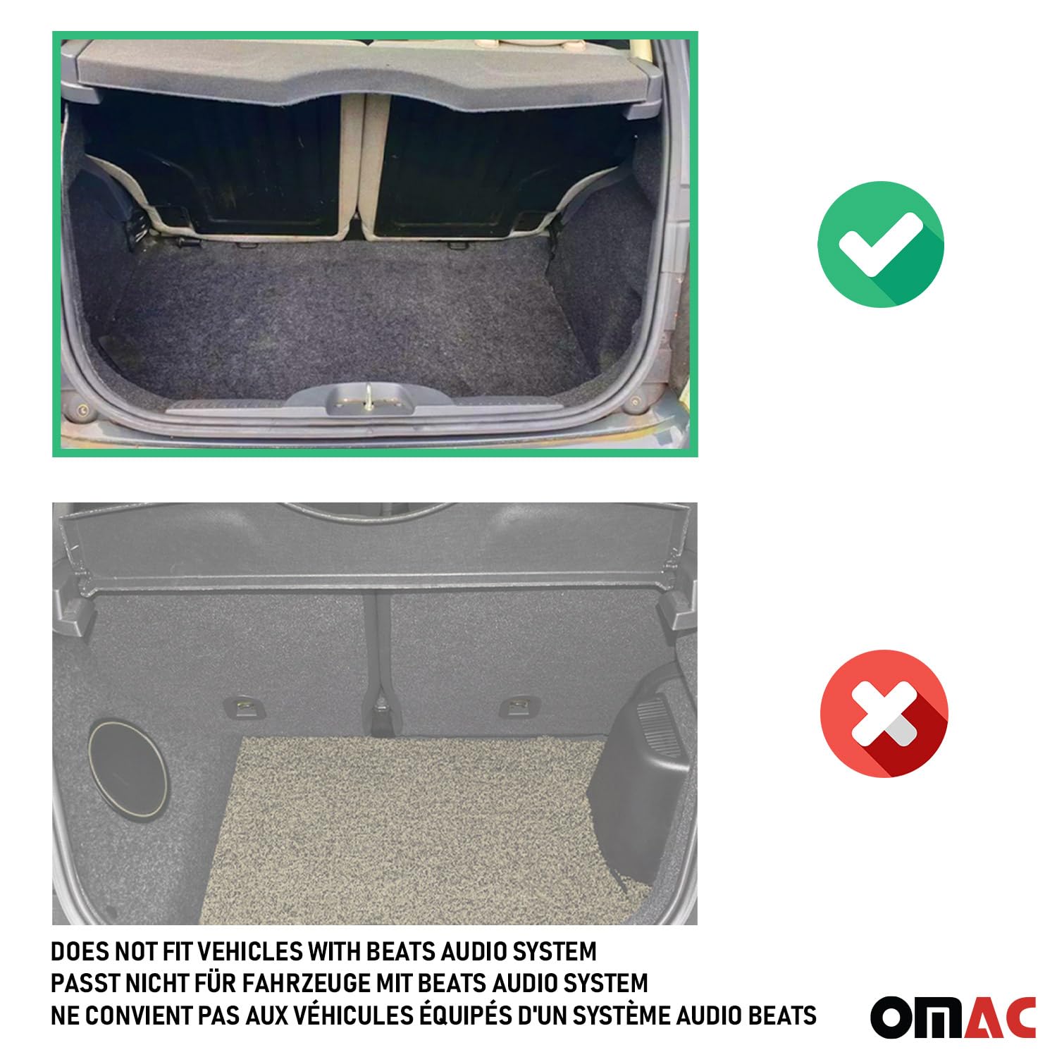 OMAC Tappetino Baule Vasca Baule Compatibile con FIAT 500-500C 2007-2026 Gomma TPE Nero