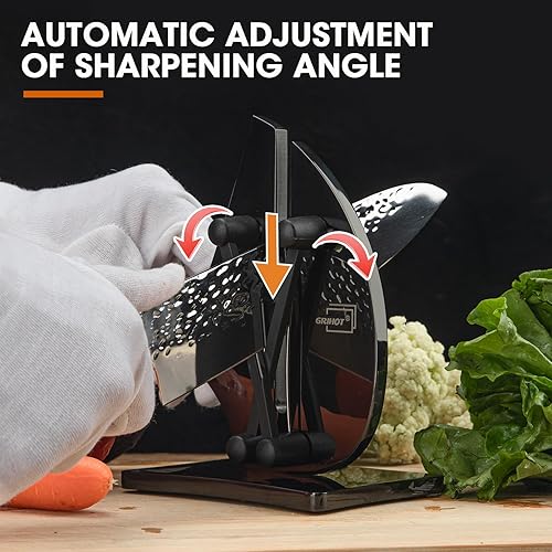 Miniatura 5 de Grihot Elegante afilador de cuchillos 3 en 1 para cuchillos de cocina, ideal para restaurar afilar y pulir el cuchillo de cocina (oro rosa)