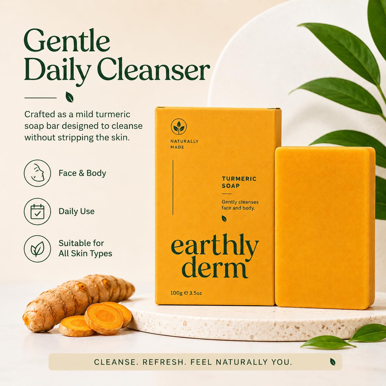 Earthly Derm Turmeric Soap – Gentle cleansing formula for face and body