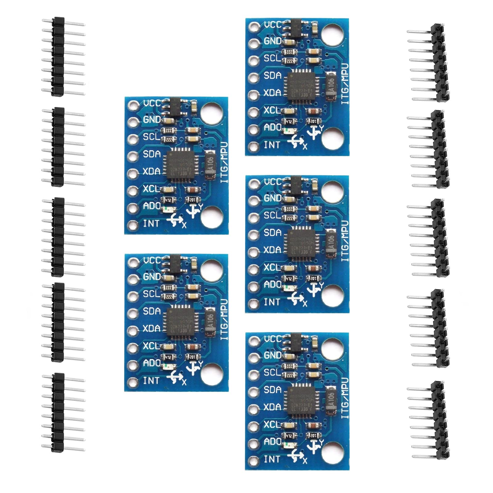 5 módulos GY-521 MPU-6050, 3 Axis Accelerometer Gyroscope Module 6 DOF 6-axis Accelerometer Gyroscope Sensor Module 16bit AD Converter Data Output IIC I2C y sensor de aceleración compatible con Ard